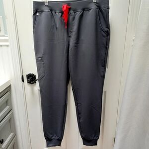 FIGS Ladie's Gray Jogger Pants with Red Drawstring